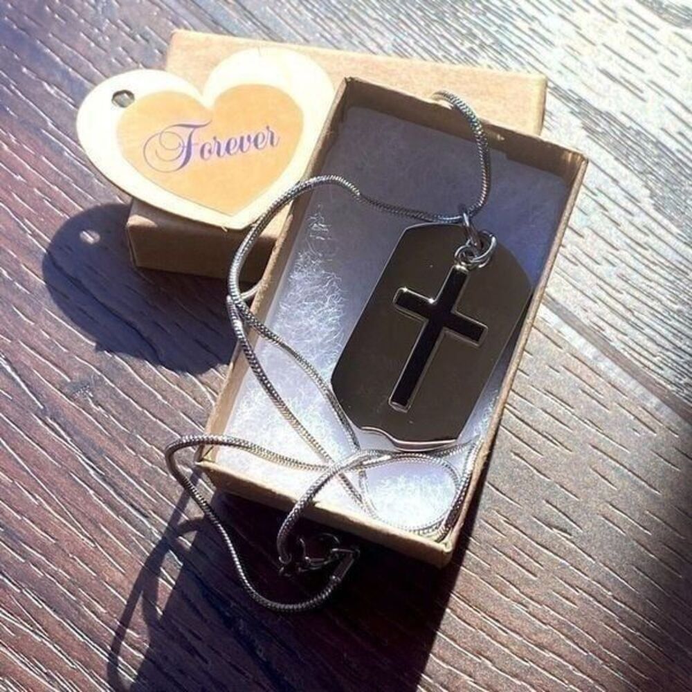 Dog Tag Cross urn cremation necklace